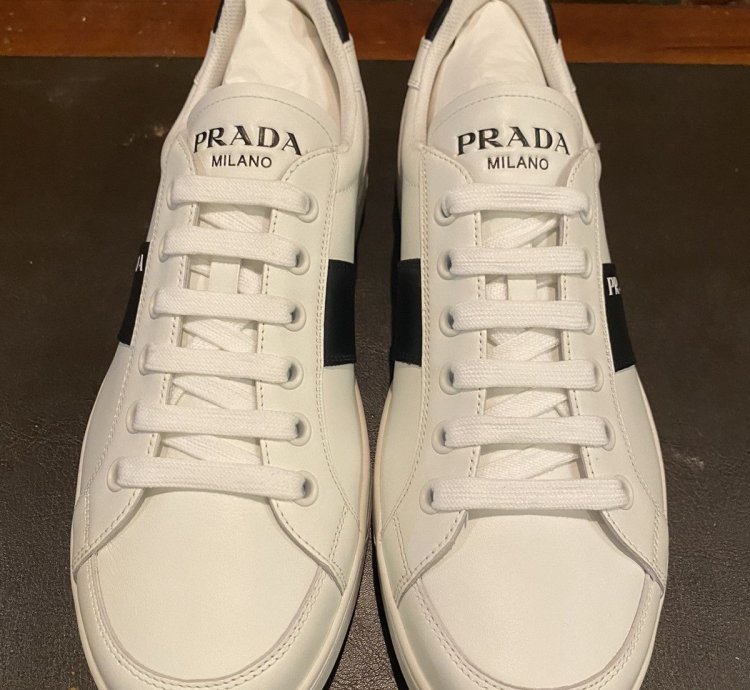 Prada White Vitelli Soft Logo Sneakers Low