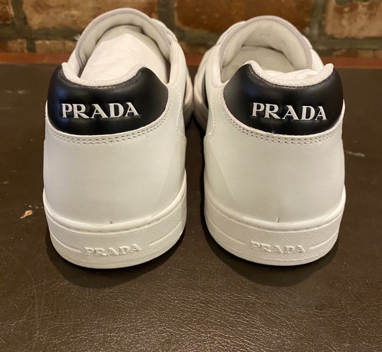Prada White Vitelli Soft Logo Sneakers Low