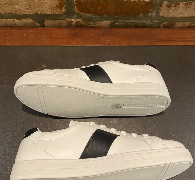 Prada White Vitelli Soft Logo Sneakers Low