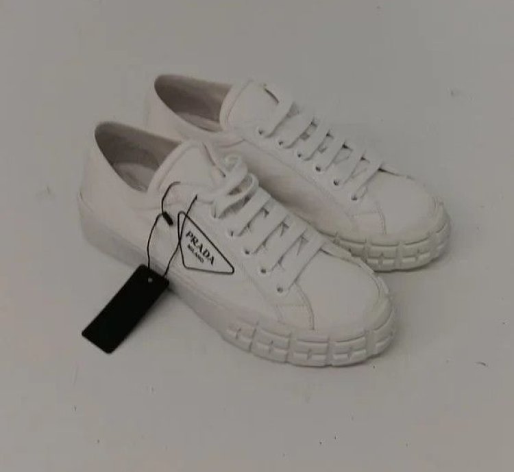 Prada Women Logo-print Canvas White Low Sneakers Eu40 Us10