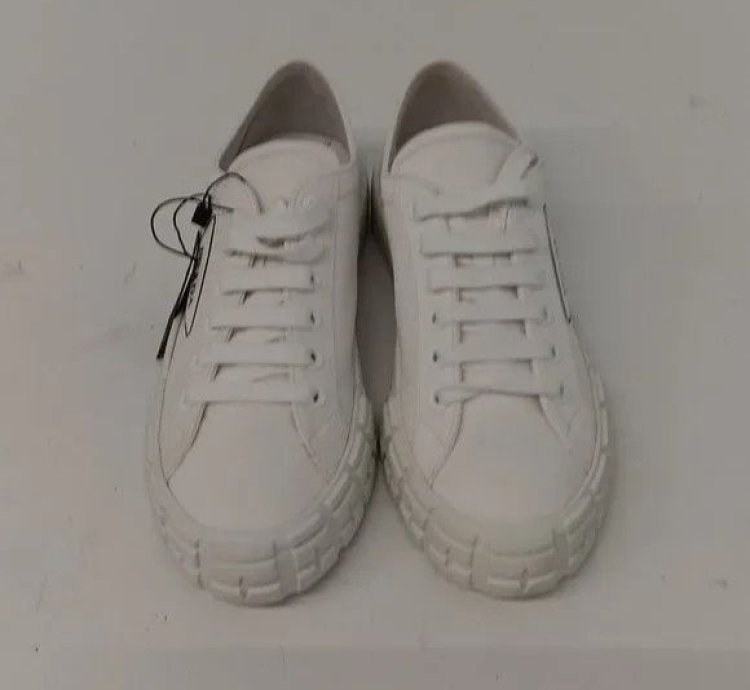 Prada Women Logo-print Canvas White Low Sneakers Eu40 Us10