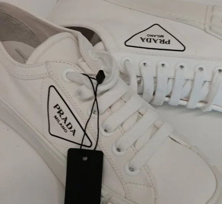 Prada Women Logo-print Canvas White Low Sneakers Eu40 Us10