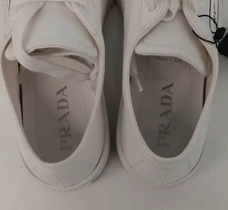 Prada Women Logo-print Canvas White Low Sneakers Eu40 Us10