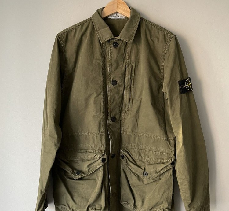 Stone Island Tela Garment-dyed Brushed Cotton Canvas Jacket