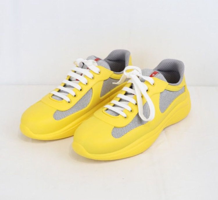 Prada Yellow Americas Cup Low Top Sneakers Trainer
