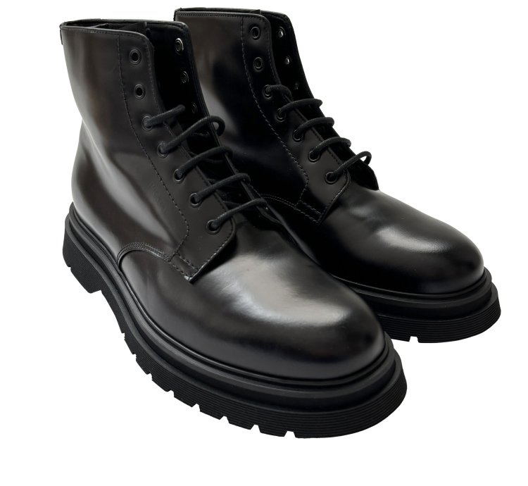 Quick Prada Black Lace Up Low Combat Boots
