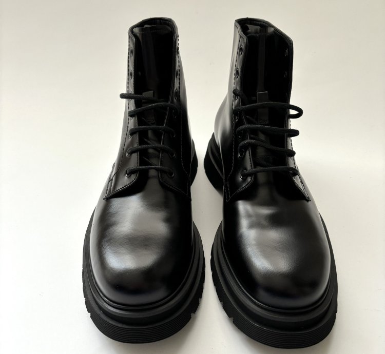 Quick Prada Black Lace Up Low Combat Boots