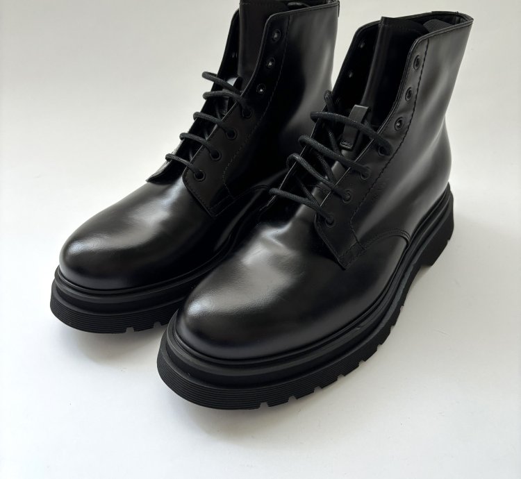 Quick Prada Black Lace Up Low Combat Boots