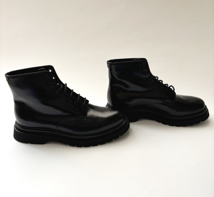 Quick Prada Black Lace Up Low Combat Boots