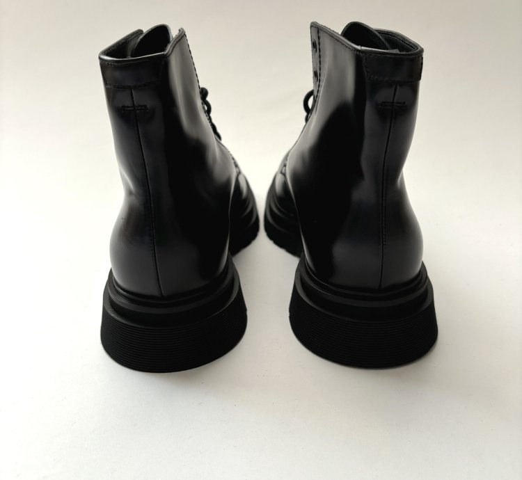 Quick Prada Black Lace Up Low Combat Boots