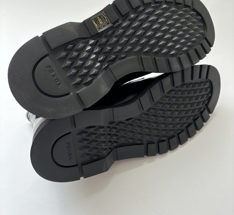 Quick Prada Black Lace Up Low Combat Boots