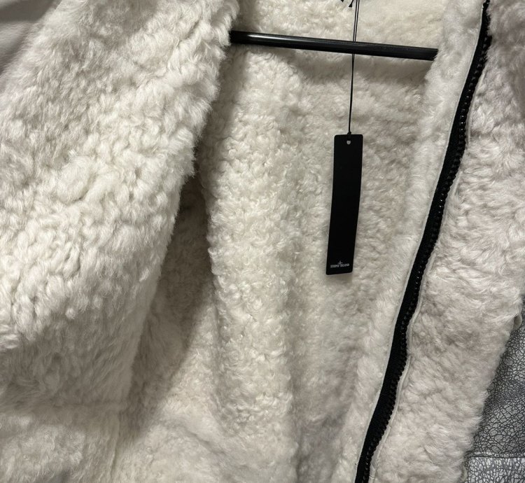 Stone Island Vitrified Sheepskin Shearling Jacket Duffle