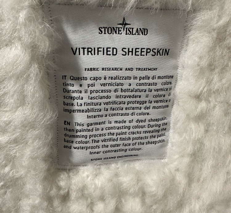 Stone Island Vitrified Sheepskin Shearling Jacket Duffle