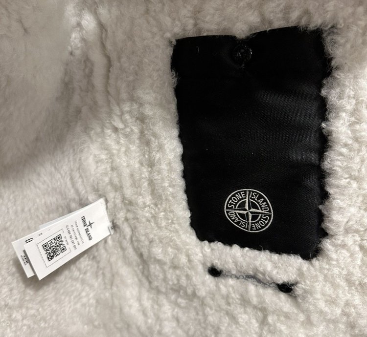 Stone Island Vitrified Sheepskin Shearling Jacket Duffle
