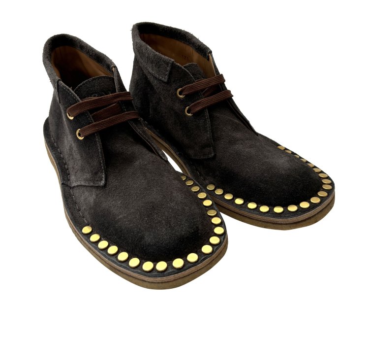 Quick Prada Studded Grey Suede Desert Chukka Boots