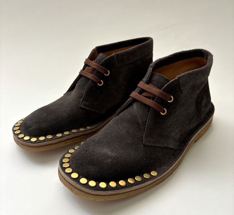 Quick Prada Studded Grey Suede Desert Chukka Boots
