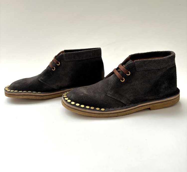 Quick Prada Studded Grey Suede Desert Chukka Boots