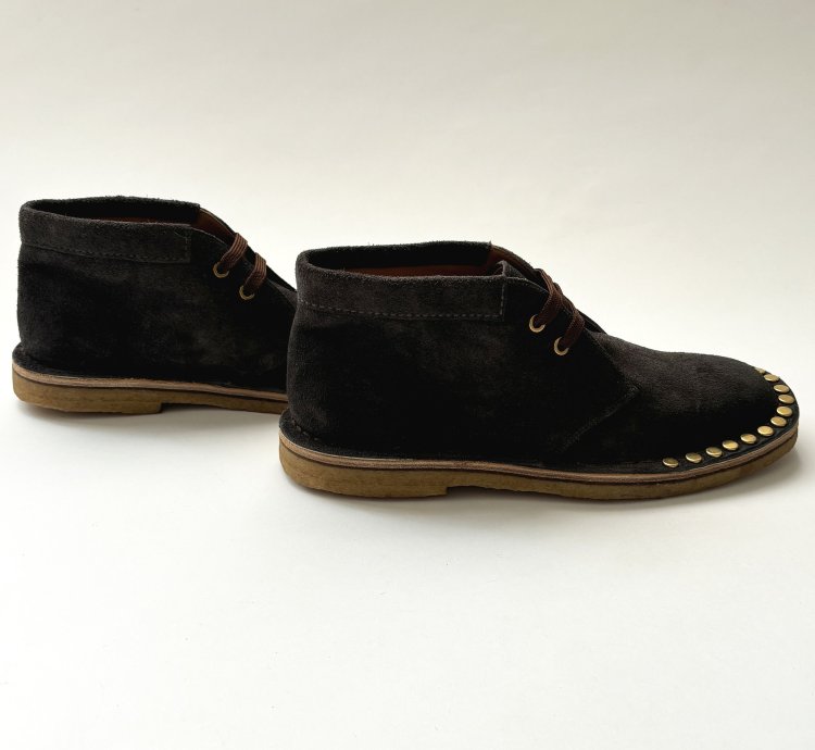 Quick Prada Studded Grey Suede Desert Chukka Boots