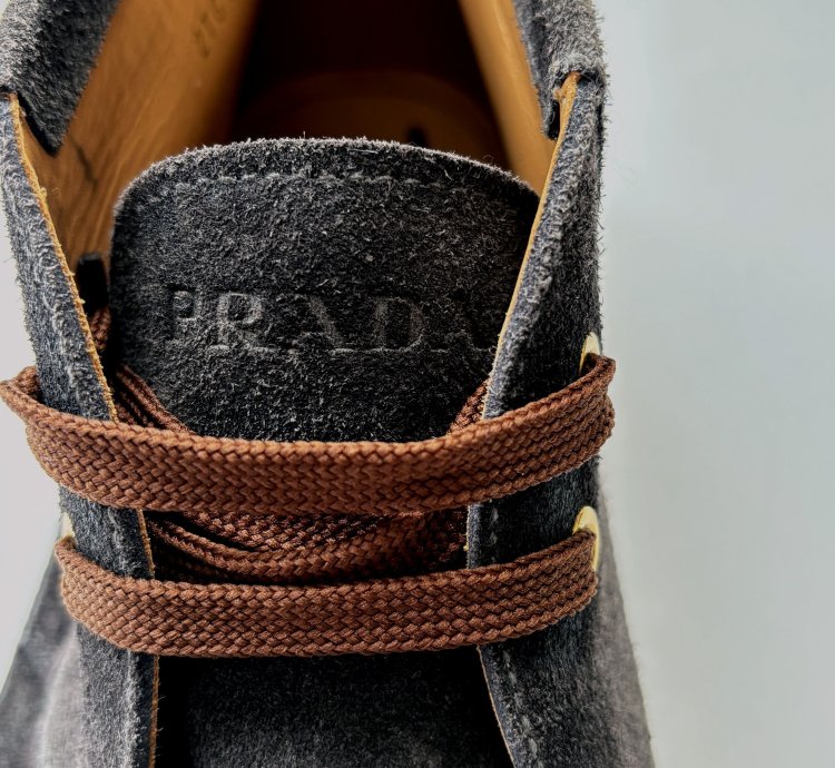 Quick Prada Studded Grey Suede Desert Chukka Boots