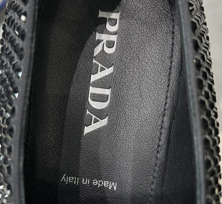 Rare Prada Satin Loafer Shoes With Crystals
