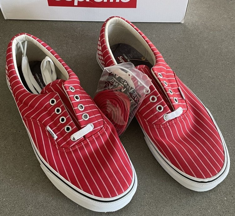 Rare Supreme Cdg Vans Harold Hunter Era Pinstripe Red