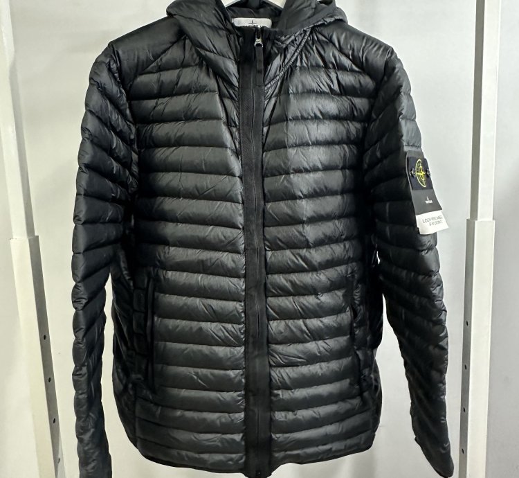 Stone Island Zip-up Puffer Jacket Black