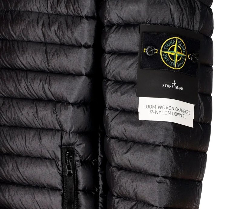 Stone Island Zip-up Puffer Jacket Black