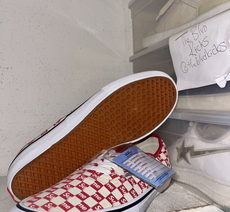Sample Supreme Vans Authentic Pro Checkered Red