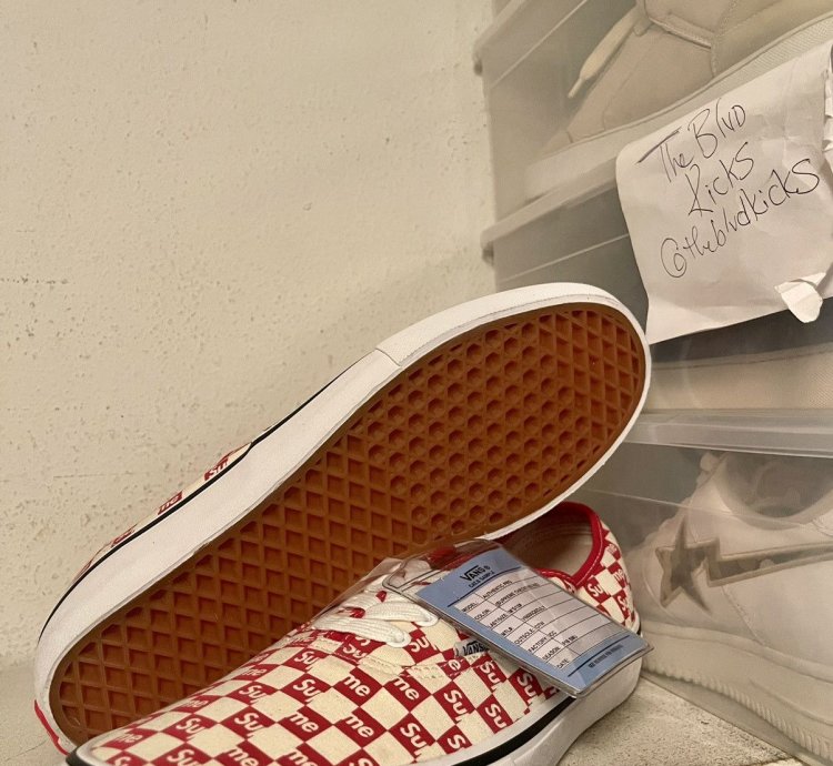 Sample Supreme Vans Authentic Pro Checkered Red