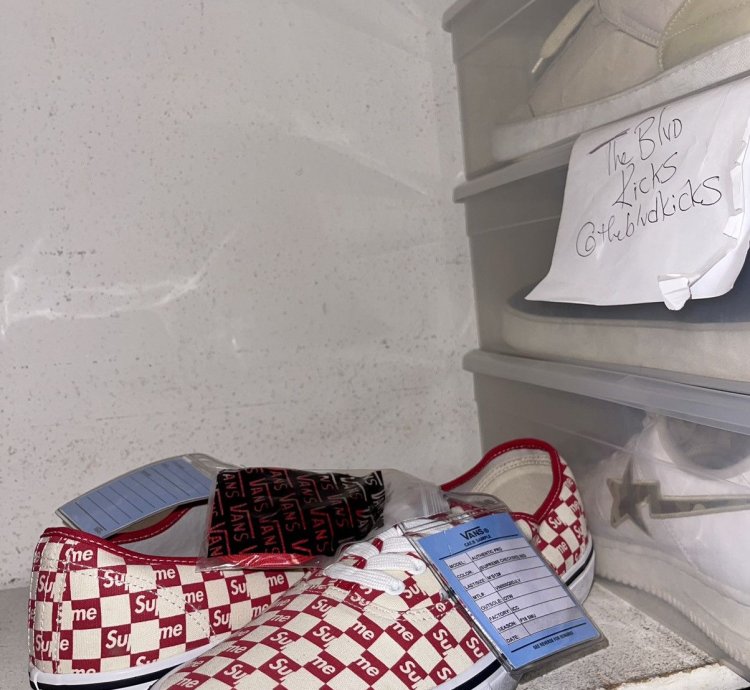 Sample Supreme Vans Authentic Pro Checkered Red