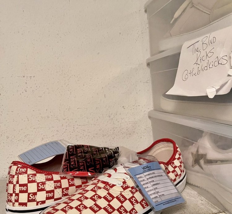 Sample Supreme Vans Authentic Pro Checkered Red