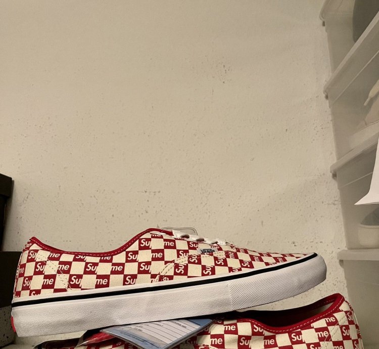 Sample Supreme Vans Authentic Pro Checkered Red