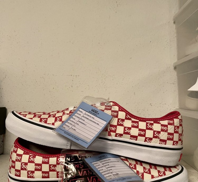 Sample Supreme Vans Authentic Pro Checkered Red