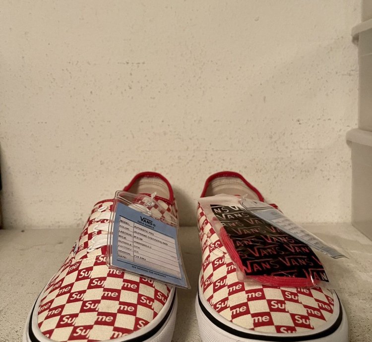 Sample Supreme Vans Authentic Pro Checkered Red