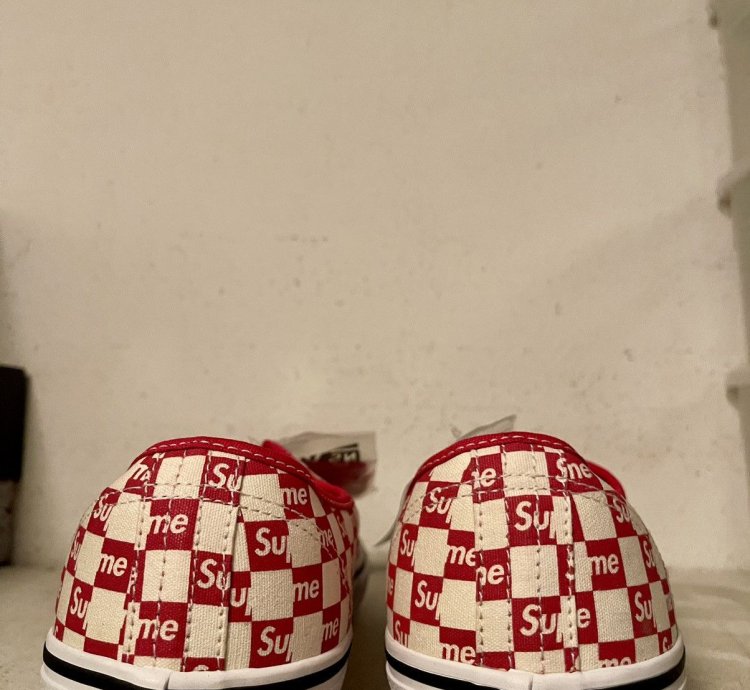 Sample Supreme Vans Authentic Pro Checkered Red