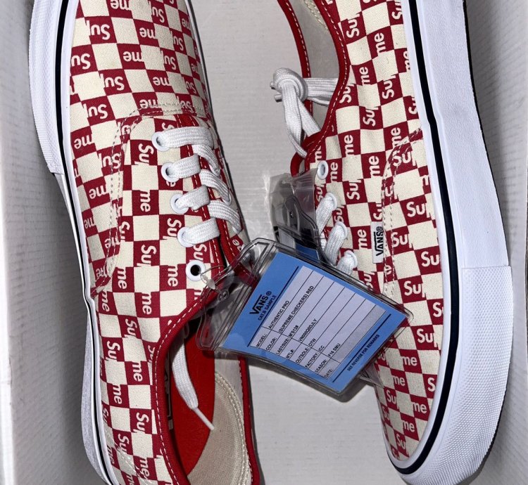 Sample Supreme Vans Authentic Pro Checkered Red