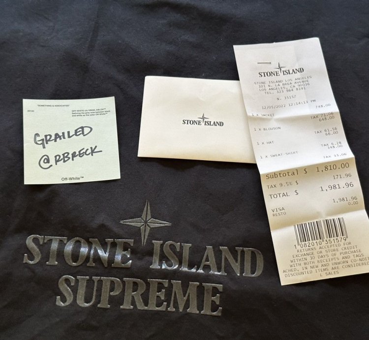 Supreme Stone Island Cotton Cordura Shell Jacket - Black
