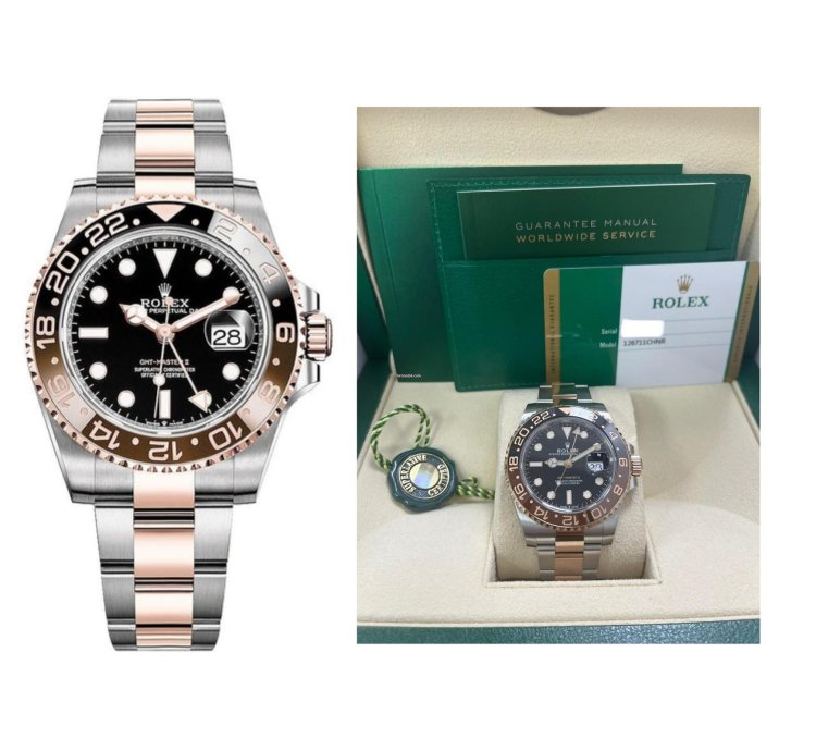 Rolex Gmt-master Ii Stainless Steel Rose Gold Black Brown Bezel- Rootbeer 126711chnr