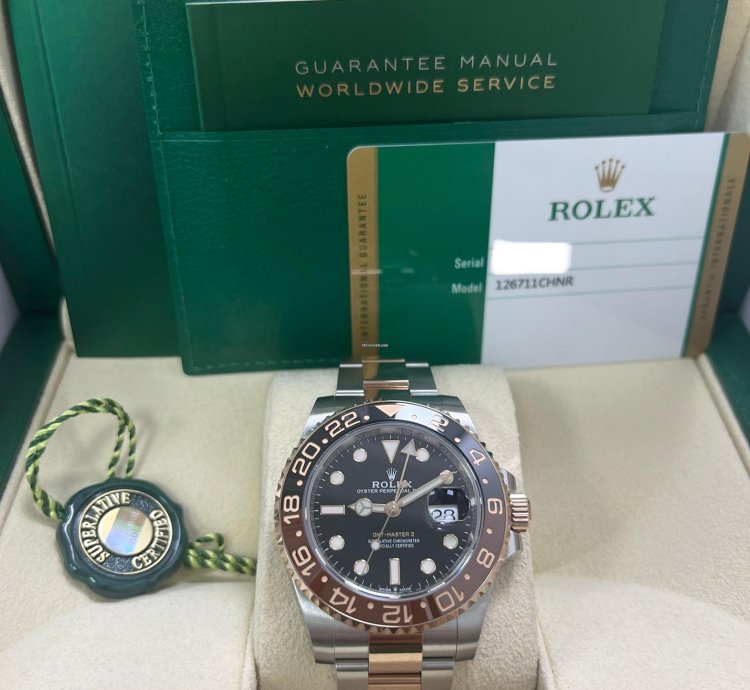 Rolex Gmt-master Ii Stainless Steel Rose Gold Black Brown Bezel- Rootbeer 126711chnr