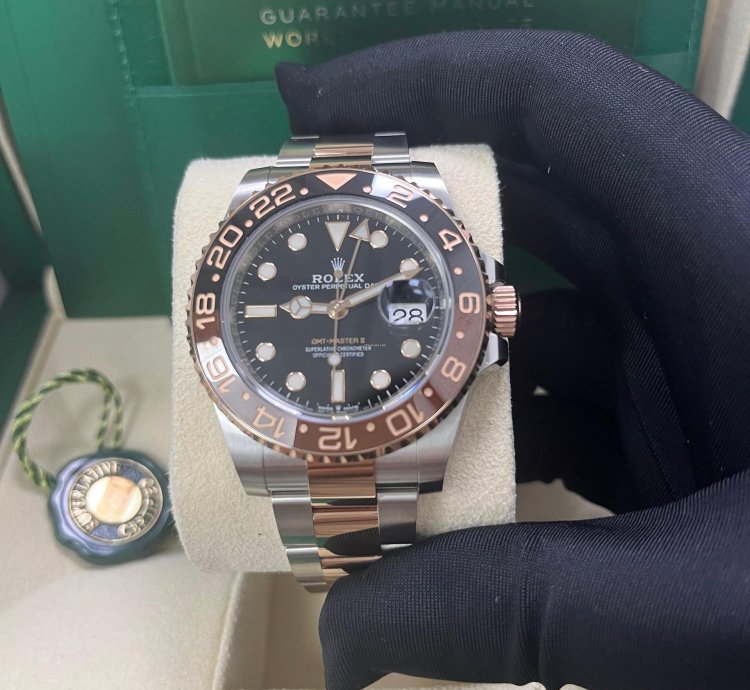 Rolex Gmt-master Ii Stainless Steel Rose Gold Black Brown Bezel- Rootbeer 126711chnr