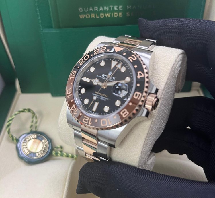 Rolex Gmt-master Ii Stainless Steel Rose Gold Black Brown Bezel- Rootbeer 126711chnr