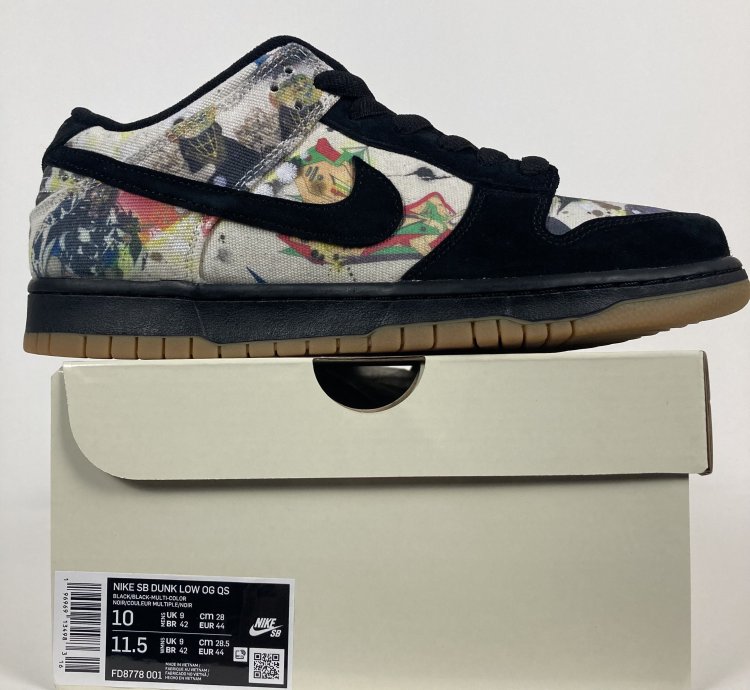 Sb Dunk Low Og Qs Supreme Rammellzee Black 2023 Fd8778-001