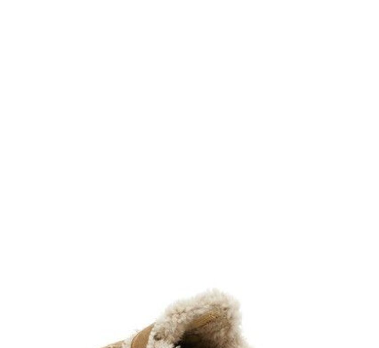 Shearling Logo Suede Sabots