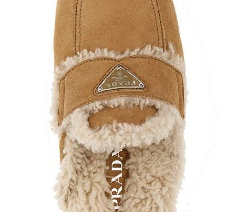 Shearling Logo Suede Sabots