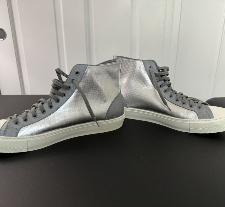 Silver Louis Vuitton High Top Sneakers