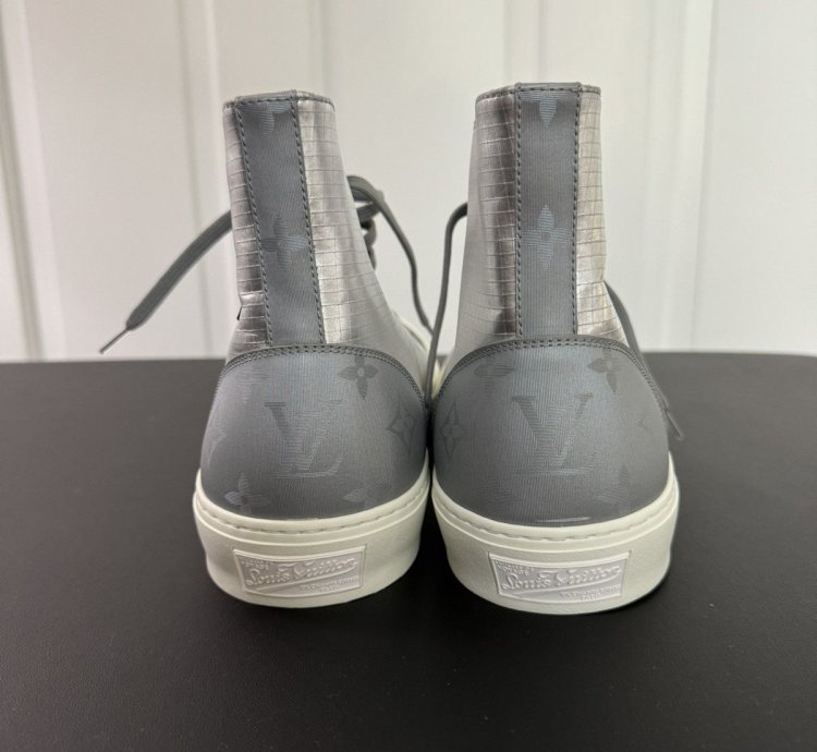 Silver Louis Vuitton High Top Sneakers