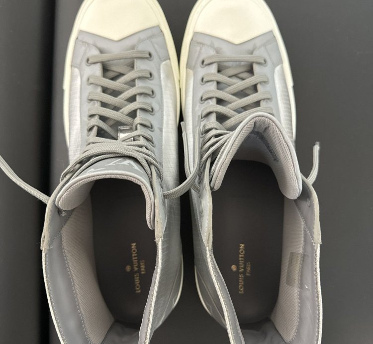 Silver Louis Vuitton High Top Sneakers