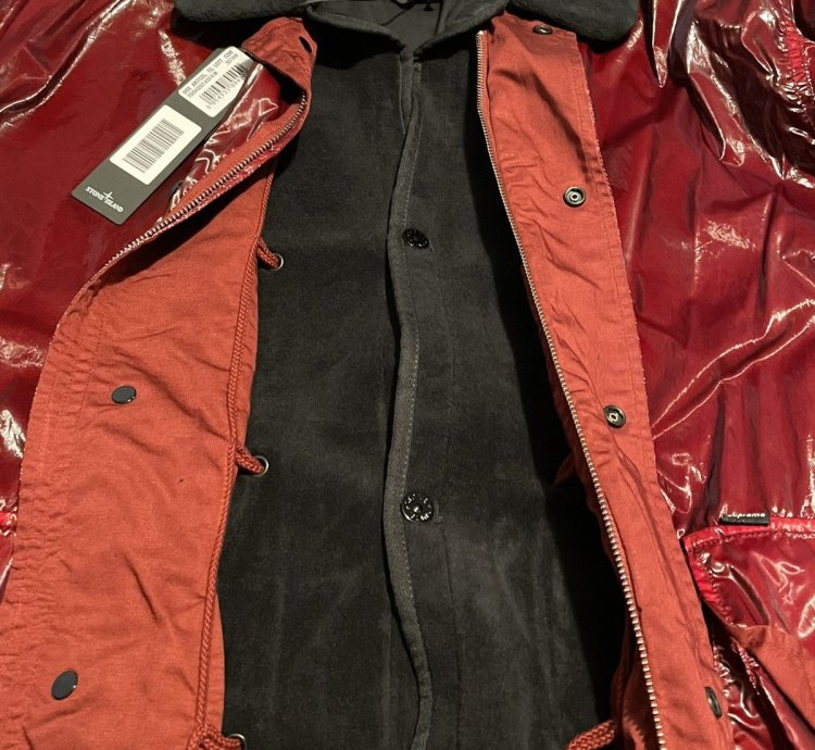 Supreme Stone Island New Silk Light Red Jacket