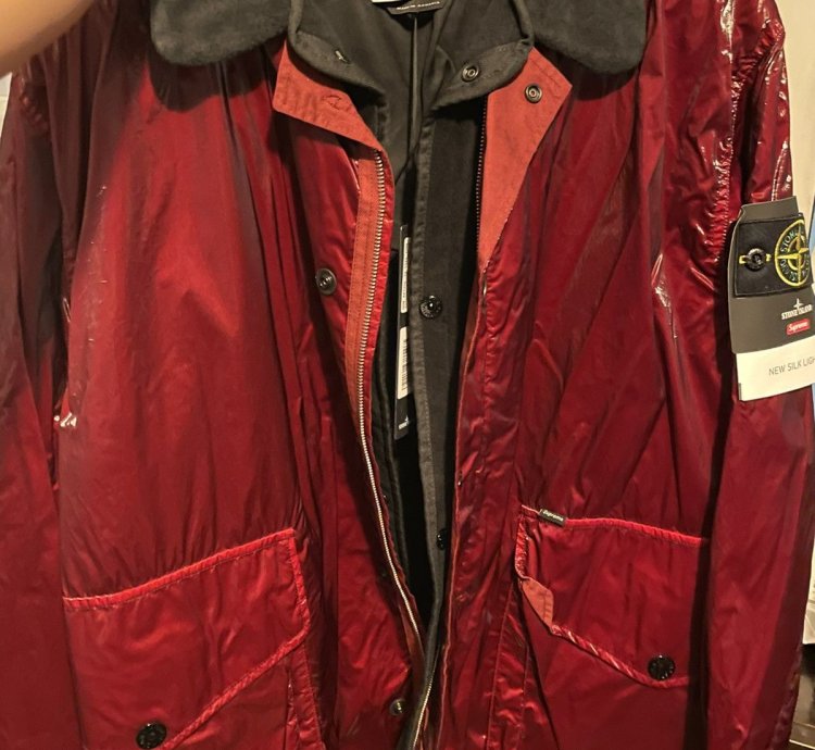 Supreme Stone Island New Silk Light Red Jacket