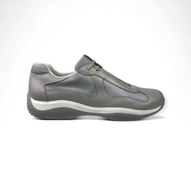 Size 13 - Prada American Cup Grey Leather Technical Fabric